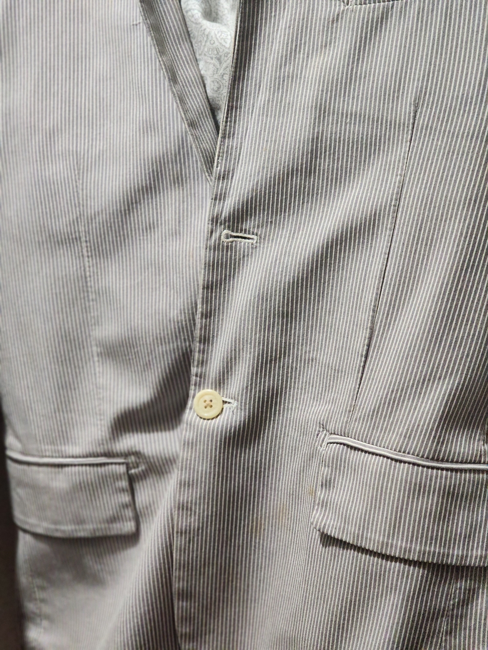 Express Men's Pinstripe Pea Coat in Light Gray